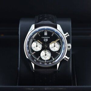 Tag Heuer Carrera ’Glassbox’ Chronograph 39mm, Black ’Reverse Panda’ Dial - SS